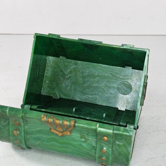 Vintage Herb Farm Green Plastic Treasure Chest Box With Gold Accents Made In USA - Picture 6 of 9